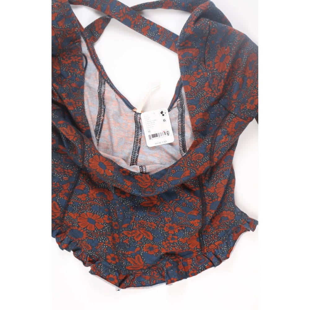 Free People Womens Top Katya Corset Navy Combo Floral Medium NWT $68 - Picture 3 of 6